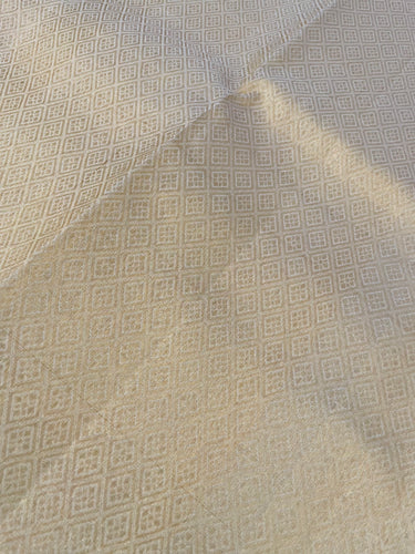 ShopNaya Exclusive | Metallic Brocade Kanchipuram Pure Silk Saree | Beige | Pure Gold Zari | Handwoven | Ships from California